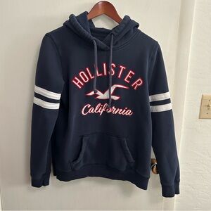 Y2K Hollister California Logo Hoodie Embroidered Mens M Varsity Arm Stripes Prep
